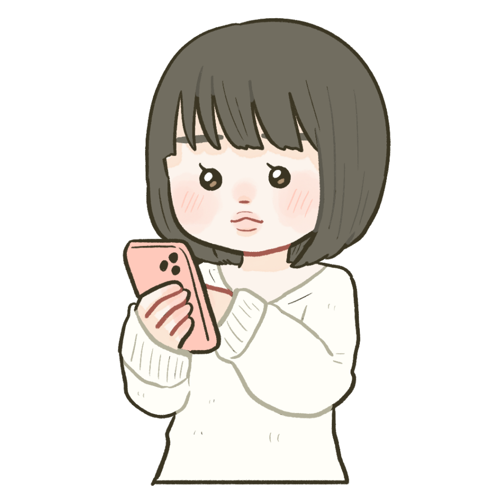 スマホを持つボブヘアーのかわいい女の子