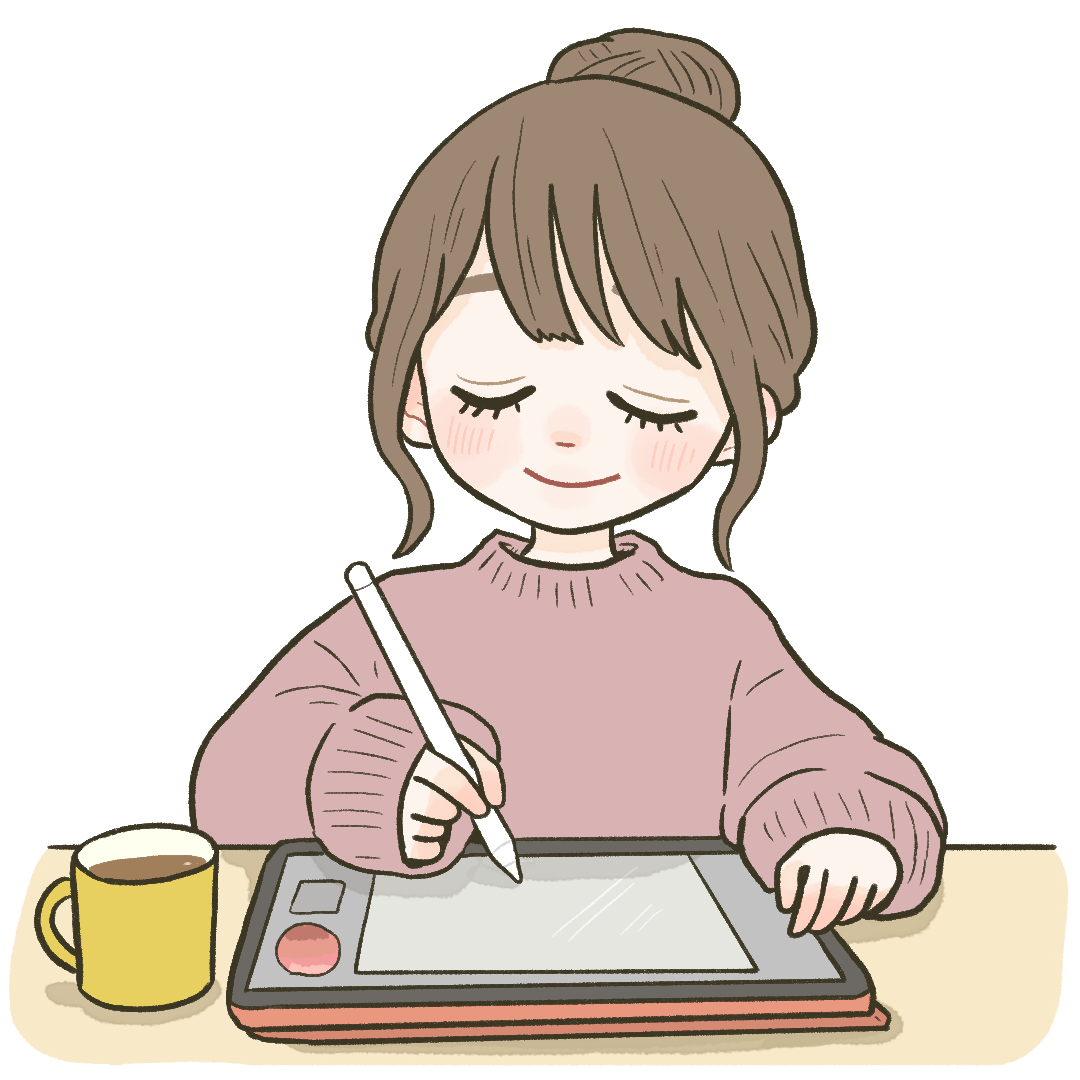 タブレットで絵を描く女性